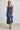 Blue Denim Lace-Up Corset Midi Dress with Front Slit