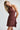 Cascade Midi Dress - Ruched A Line Textured Halter - Brick