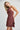 Cascade Midi Dress - Ruched A Line Textured Halter - Brick